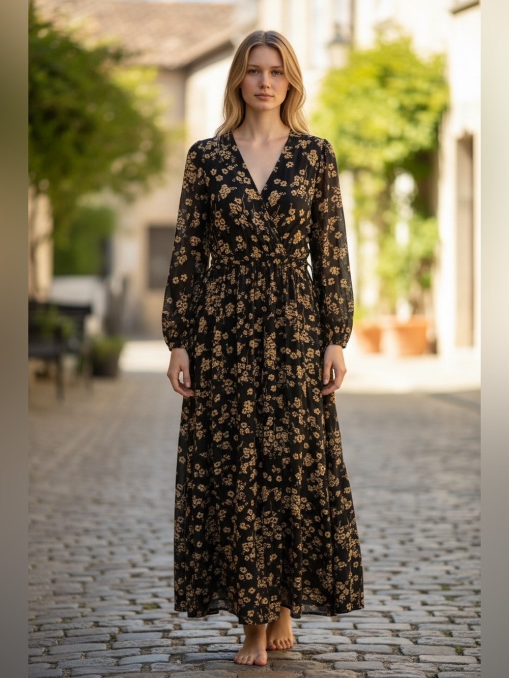 City Chic Navy and Gold Floral Maxi Dress